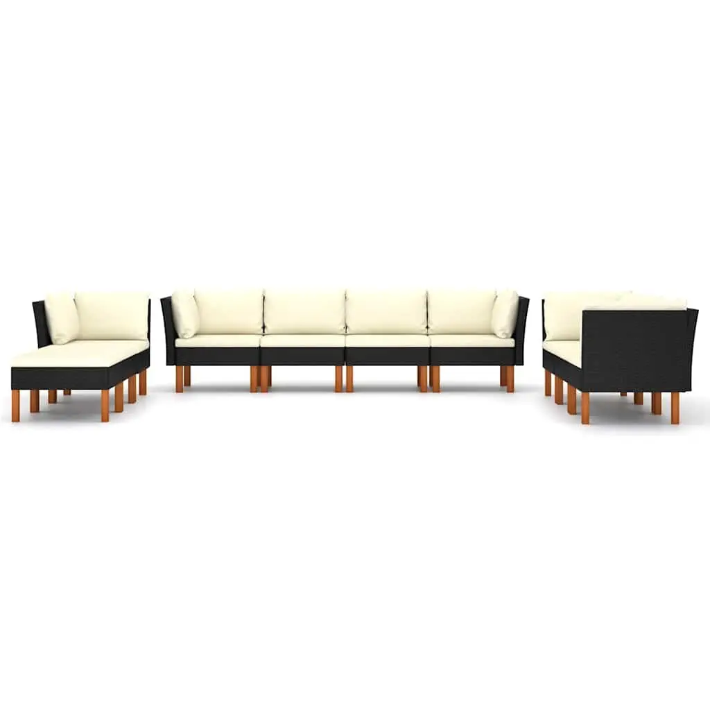 Garden Lounge Set Poly Rattan 10 Piece Outdoor Furniture Black