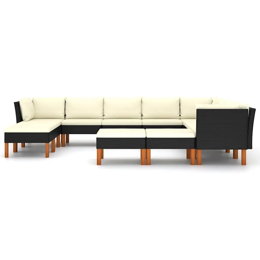 Garden Lounge Set PE Rattan Powder-coated Steel 12 Piece Black
