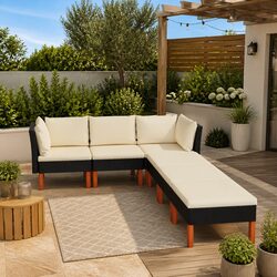 Stylish 6-Piece Garden Lounge Set with Cushions in Black