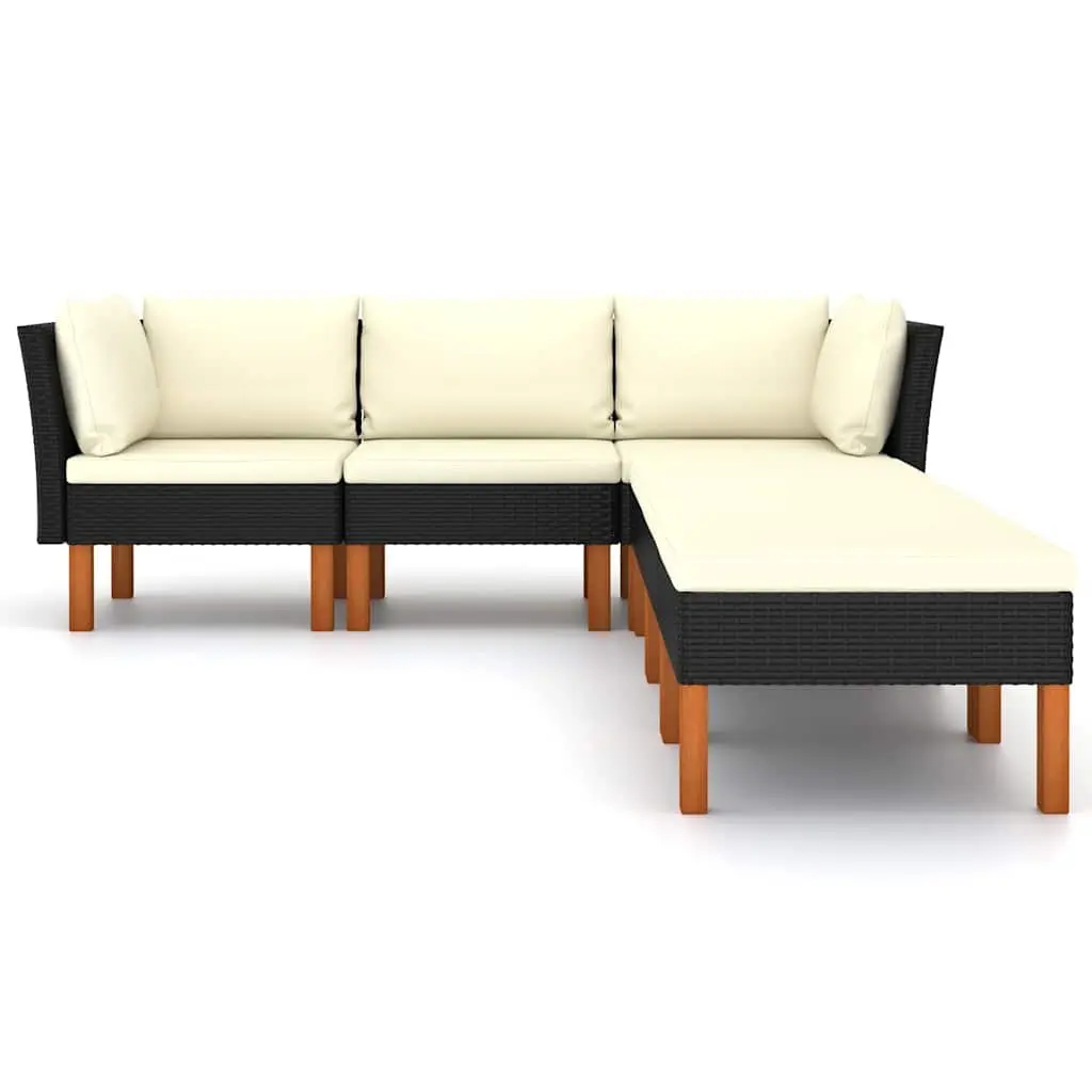 6-Piece Garden Lounge Set with Cushions in Black