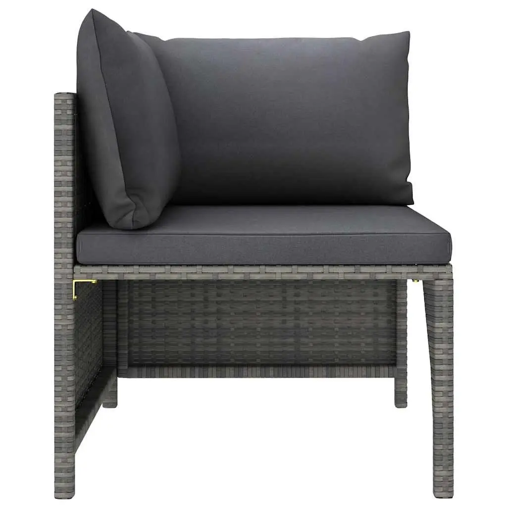 Garden Lounge Set 5 Piece Outdoor Furniture Poly Rattan Grey Cushions Modular