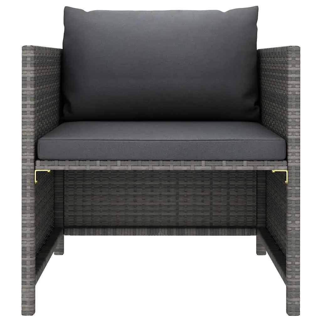 Garden Lounge Set Poly Rattan 5 Piece Outdoor Furniture Grey
