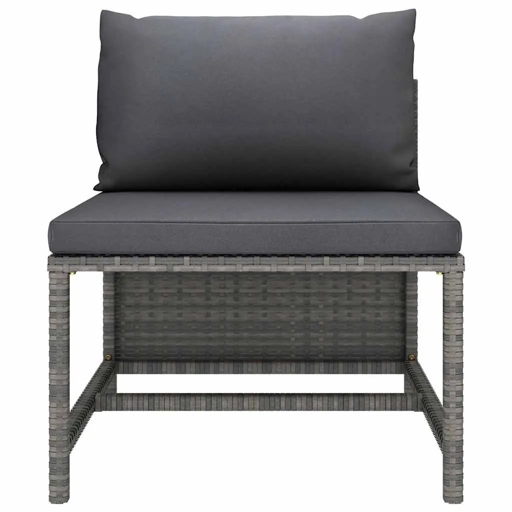 Garden Lounge Set Poly Rattan 5 Piece Outdoor Furniture Grey with Cushions