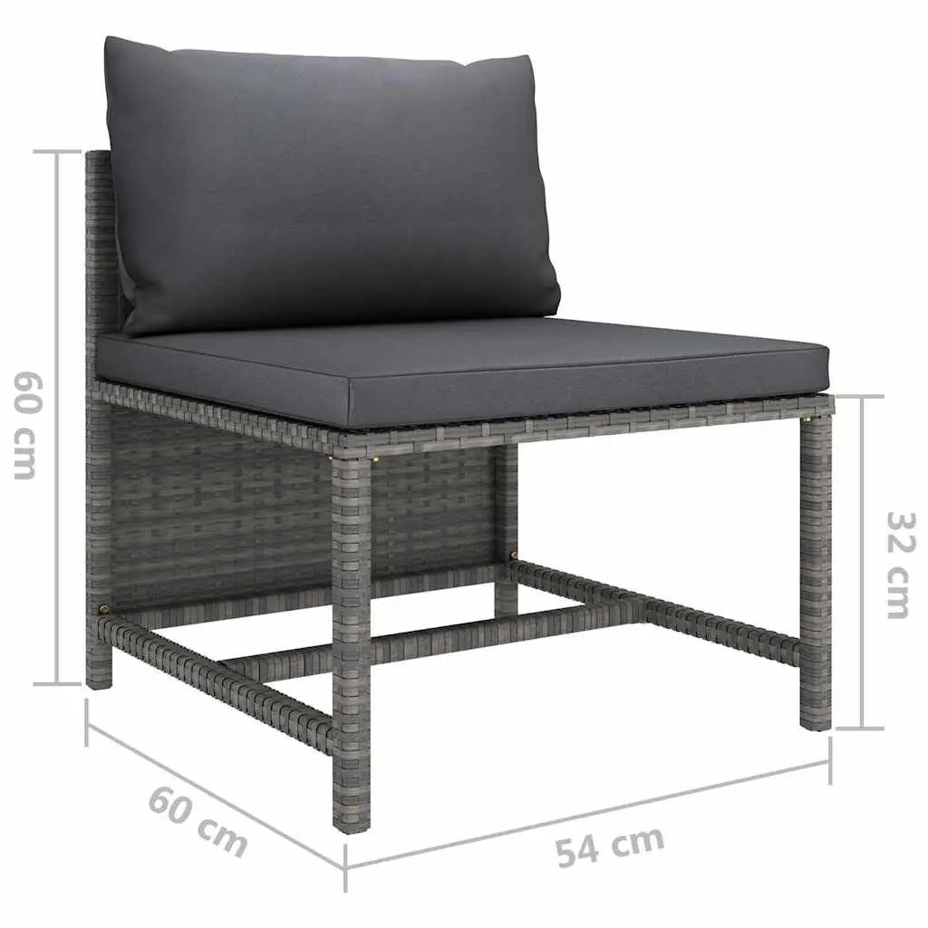 Outdoor Lounge Set Poly Rattan 6 Piece Steel Frame Grey