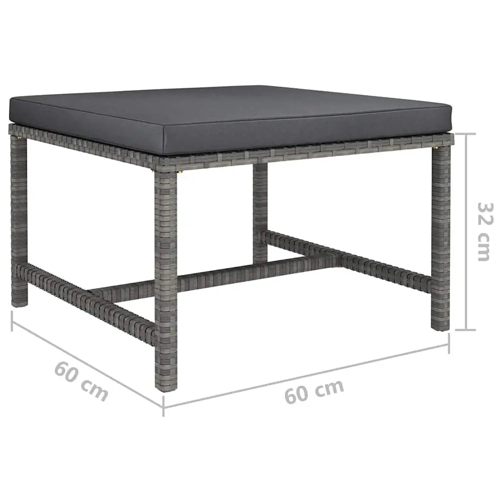 Outdoor Lounge Set Poly Rattan 6 Piece Steel Frame Grey