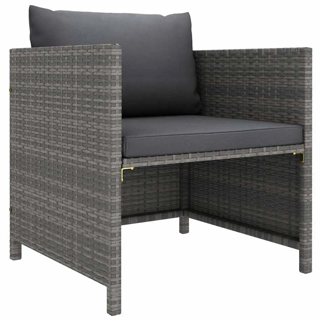 Garden Lounge Set Poly Rattan Powder-coated Steel 6 Piece Grey
