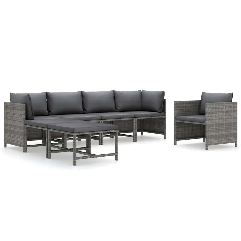7-Piece Garden Lounge Set in Grey with Cushions
