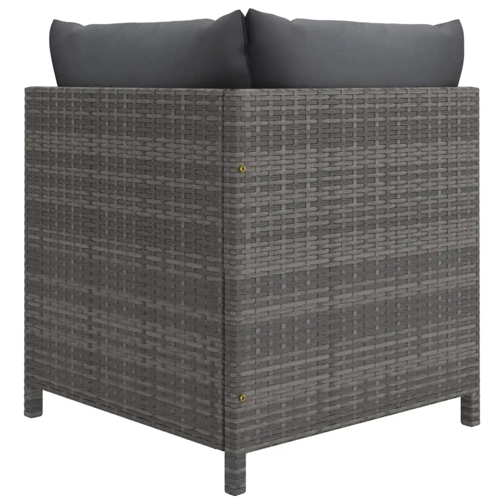 Garden Lounge Set Poly Rattan 6 Piece Outdoor Furniture Grey with Cushions