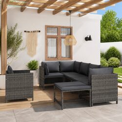 Durable 7 Piece Modular Garden Lounge Set in Grey