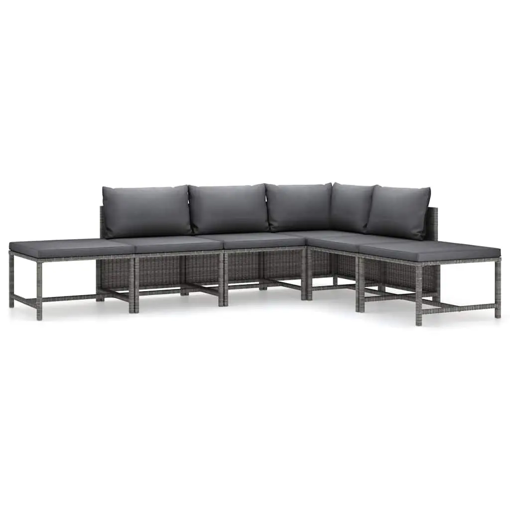 Modular 6-Piece Outdoor Lounge Set with Durable Grey Cushions