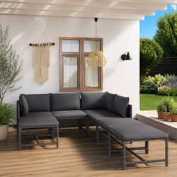 Sturdy 7 Piece Grey Poly Rattan Garden Lounge Set