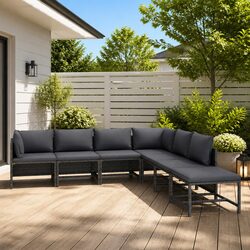 7-Piece Garden Lounge Set in Grey with Cushions