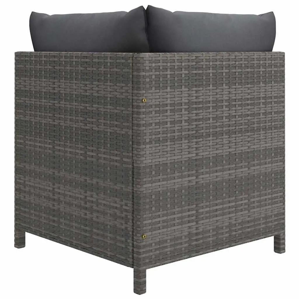 8-Piece Grey Poly Rattan Garden Lounge Set with Cushions