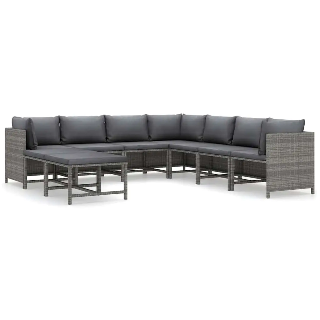 9 Piece Grey Cushioned Modular Garden Lounge Set