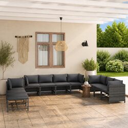 Sturdy 10-Piece Grey Garden Lounge Set with Cushions