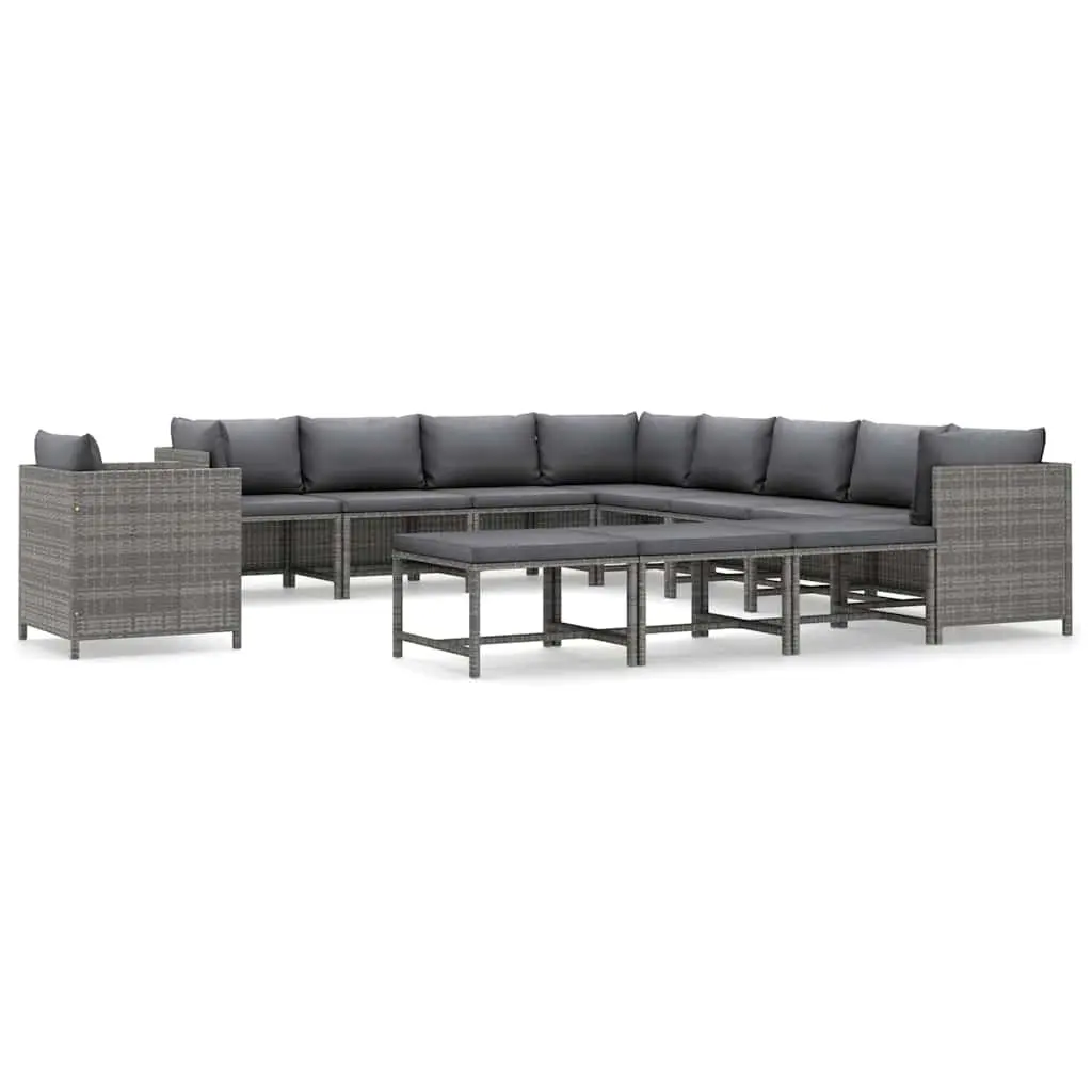 12 Piece Grey Poly Rattan Garden Lounge Set