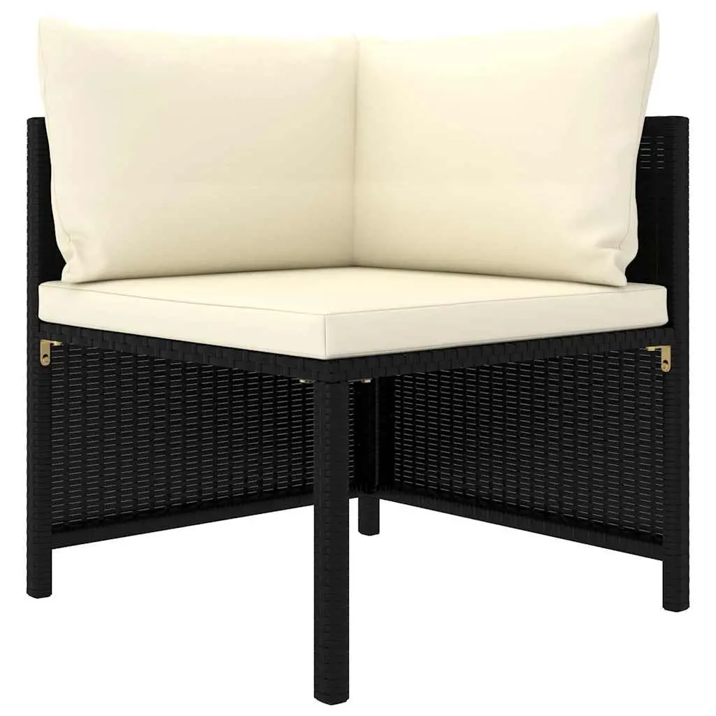5 Piece Outdoor Garden Lounge Set PE Rattan Black Modular Furniture