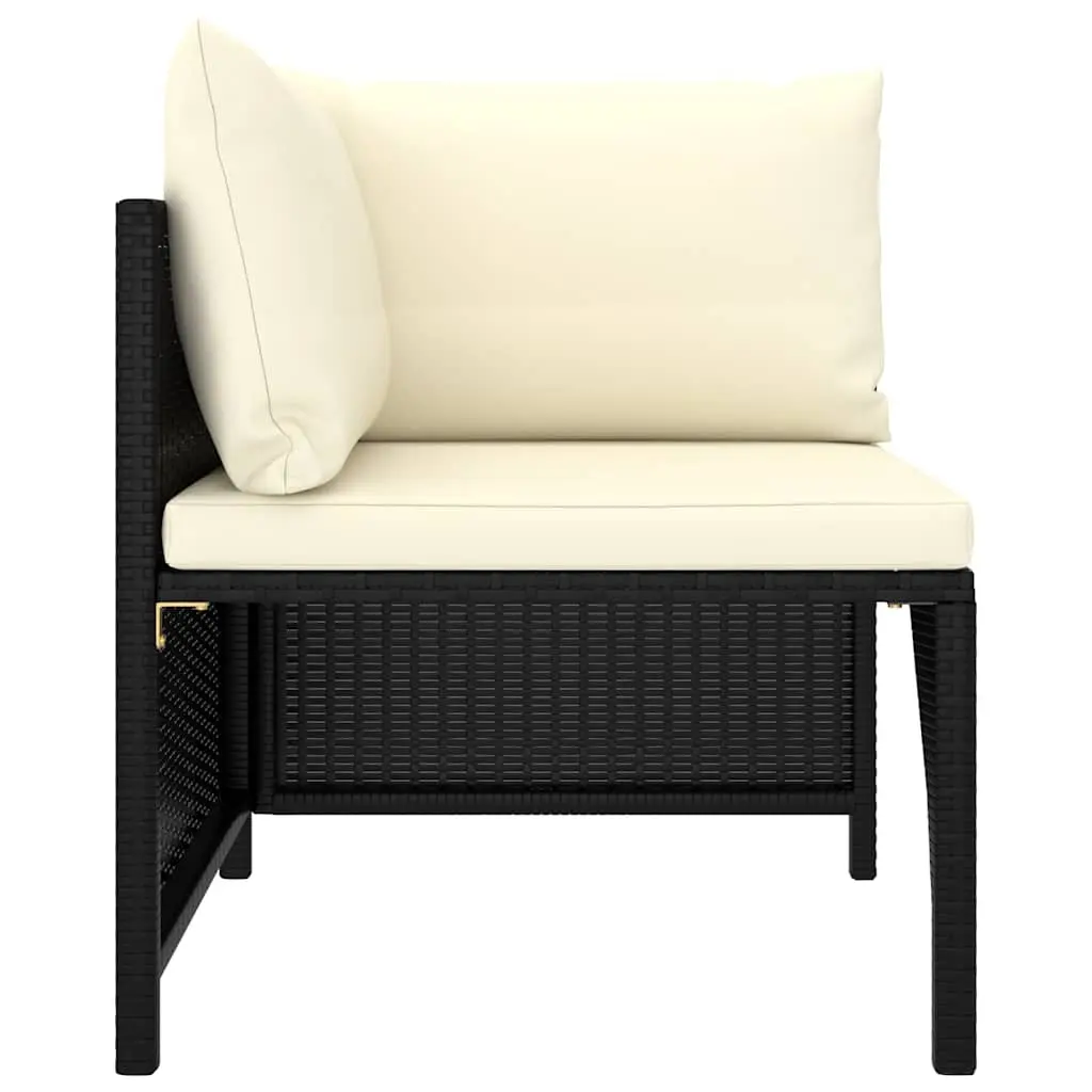 5 Piece Outdoor Garden Lounge Set PE Rattan Black Modular Furniture