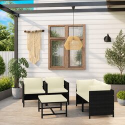 Premium 5 Piece Black Poly Rattan Garden Lounge Set
