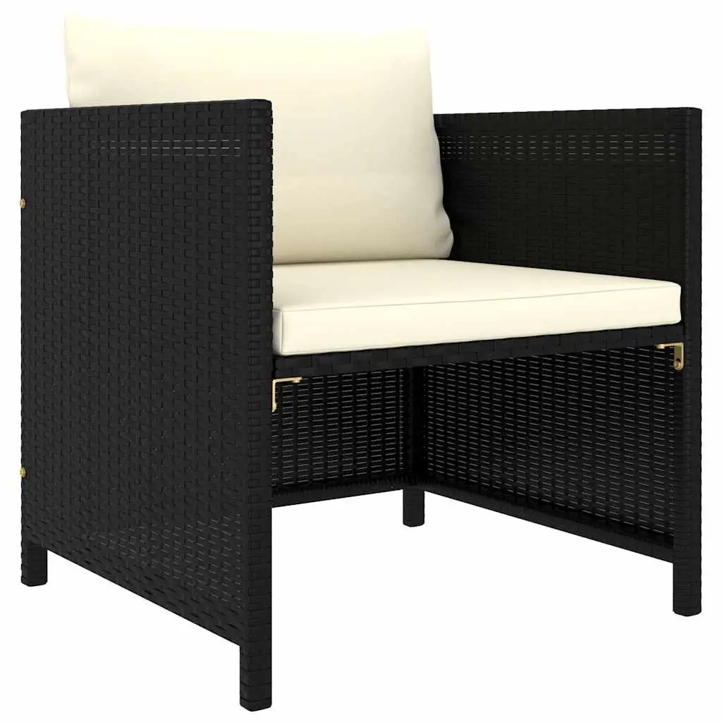 5 Piece Black Poly Rattan Garden Lounge Set