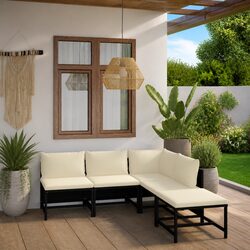 5 Piece Outdoor Garden Lounge Set with Cushions and Footstool