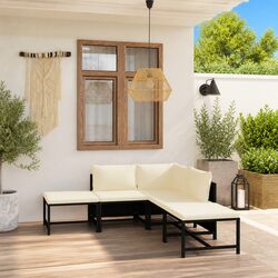 Durable 6-Piece Poly Rattan Garden Lounge Set with Cushions