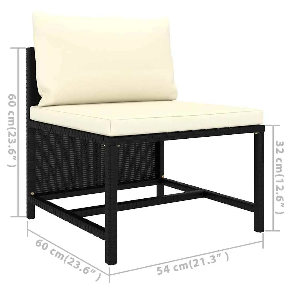 Outdoor Lounge Set Poly Rattan 6 Piece Modular Sectional Black