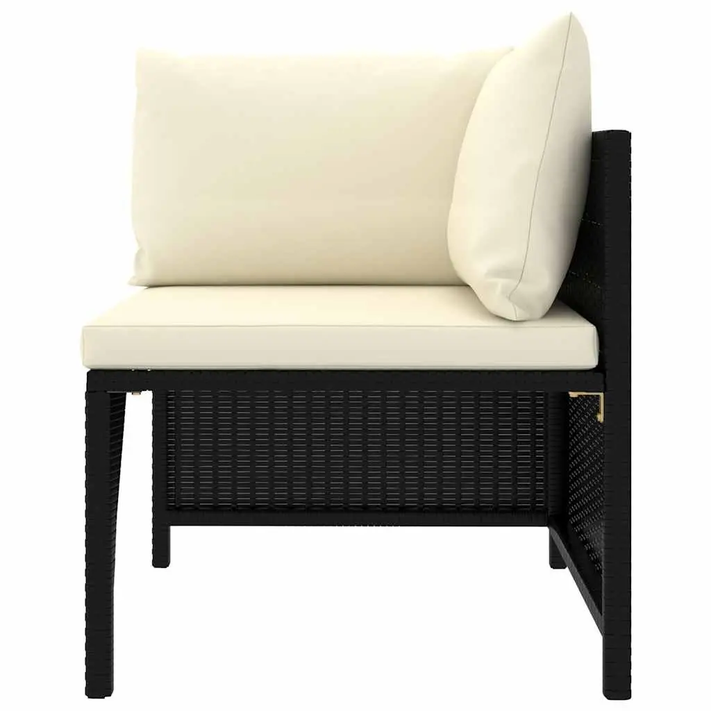 Outdoor Lounge Set Poly Rattan 6 Piece Modular Sectional Black