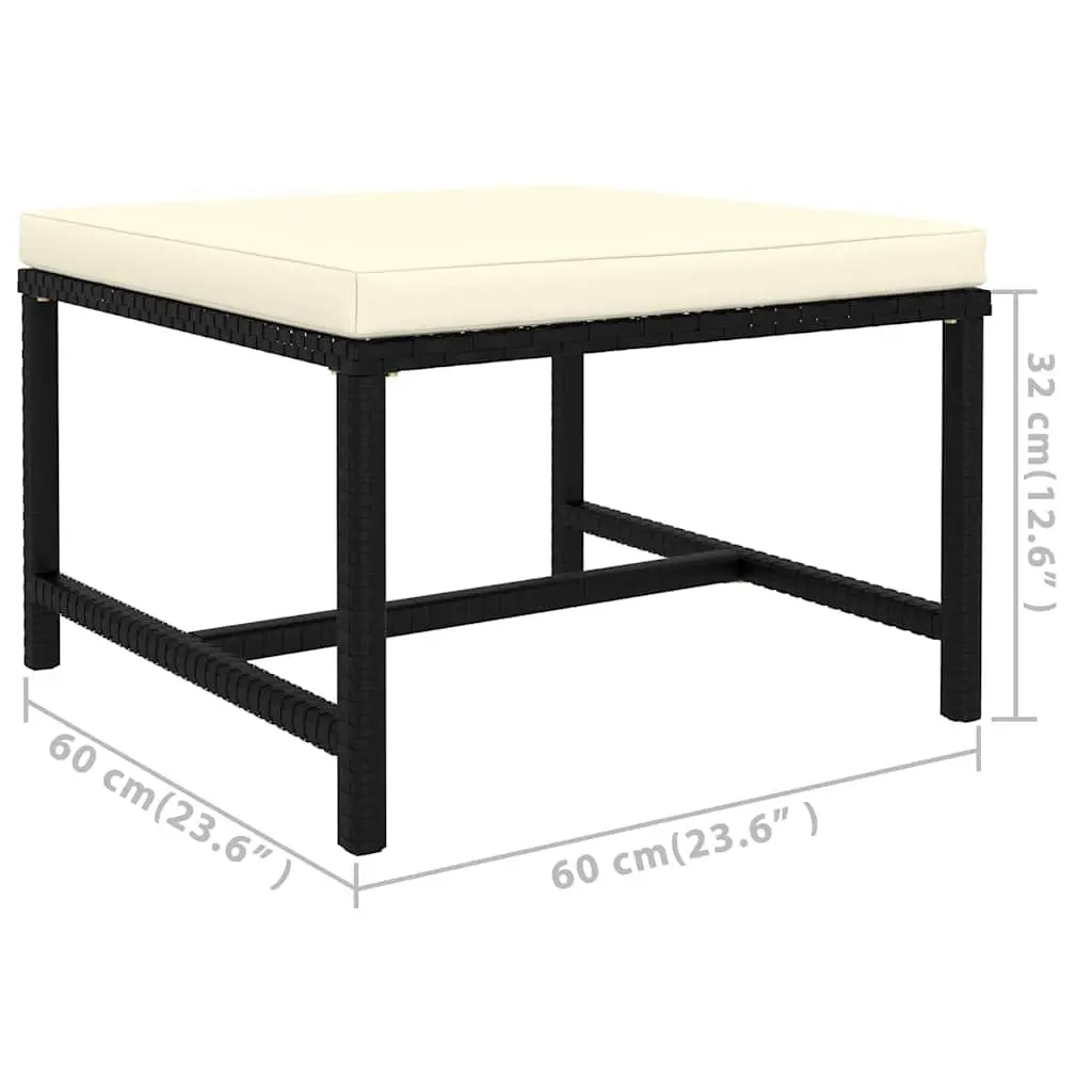 Black Poly Rattan Garden Lounge Set with Cushions