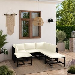 Premium 7-Piece Black Poly Rattan Garden Lounge Set