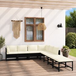 8-Piece Black Poly Rattan Garden Lounge Set with Cushions