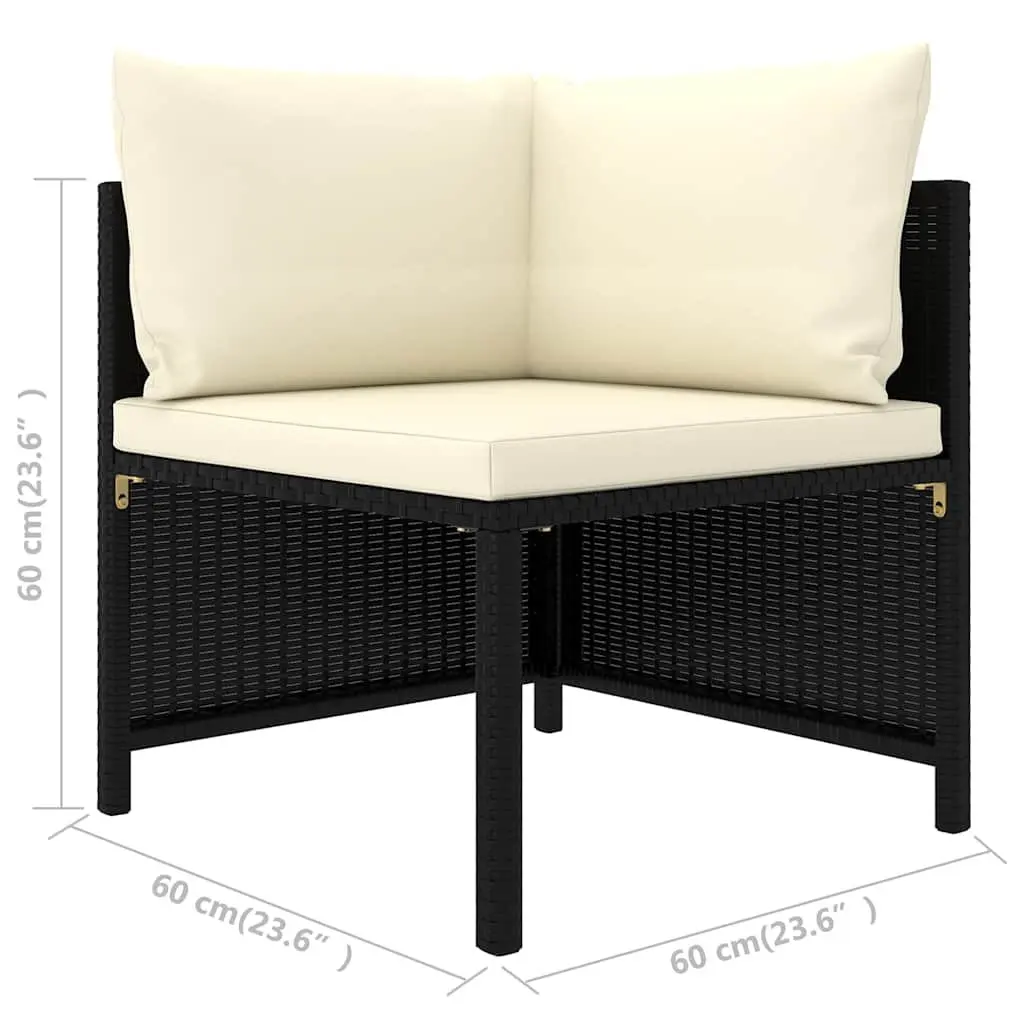 Garden Lounge Set Poly Rattan Steel Frame 9 Piece Modular Outdoor Furniture Black