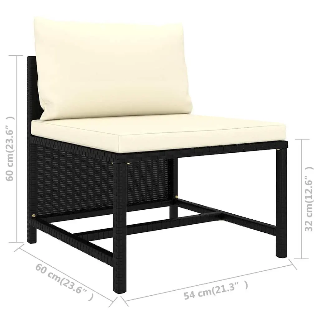 Garden Lounge Set Poly Rattan Steel Frame 9 Piece Modular Outdoor Furniture Black