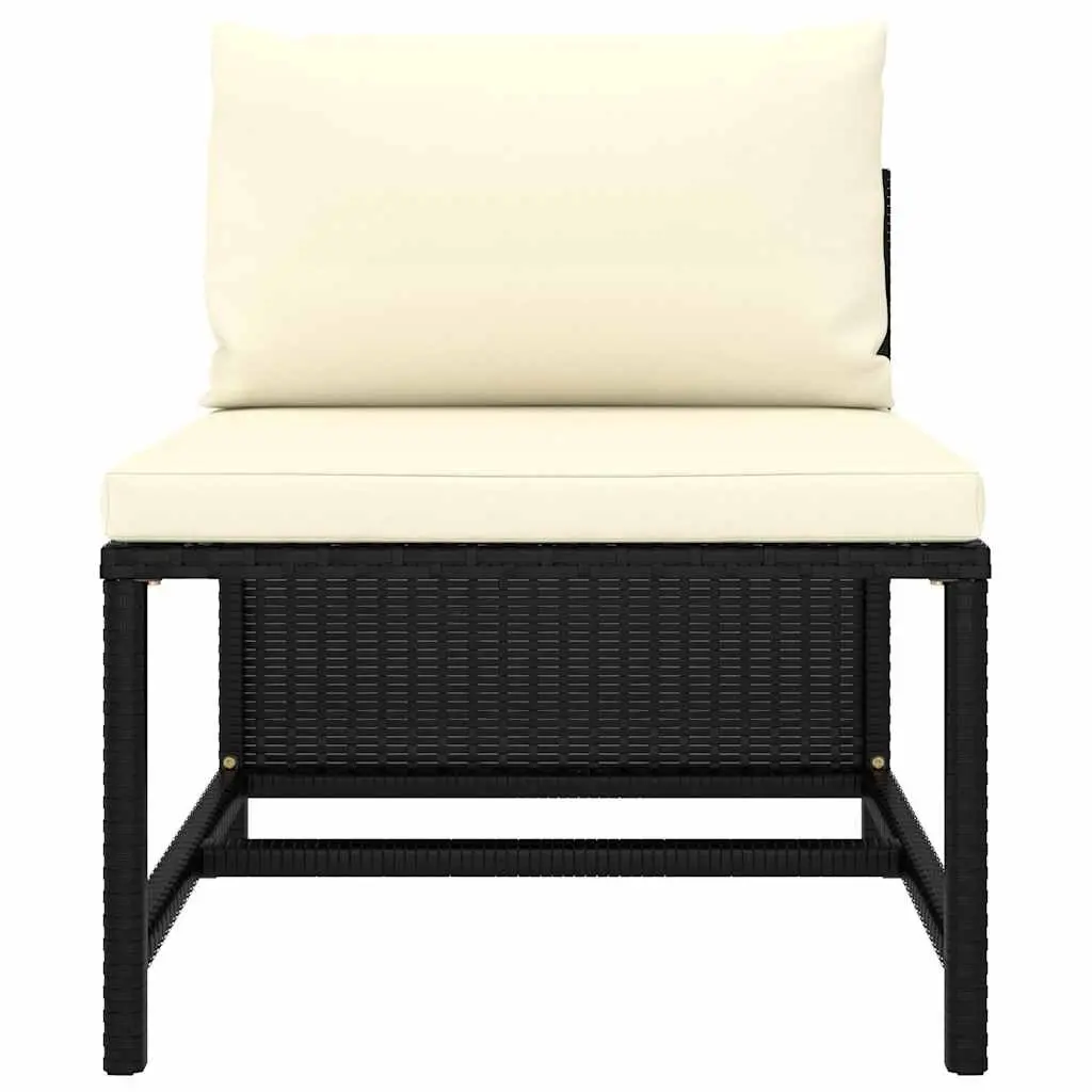 Garden Lounge Set Poly Rattan Steel Frame 9 Piece Modular Outdoor Furniture Black