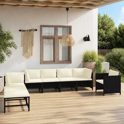 Durable 8 Piece Poly Rattan Garden Lounge Set with Cushions