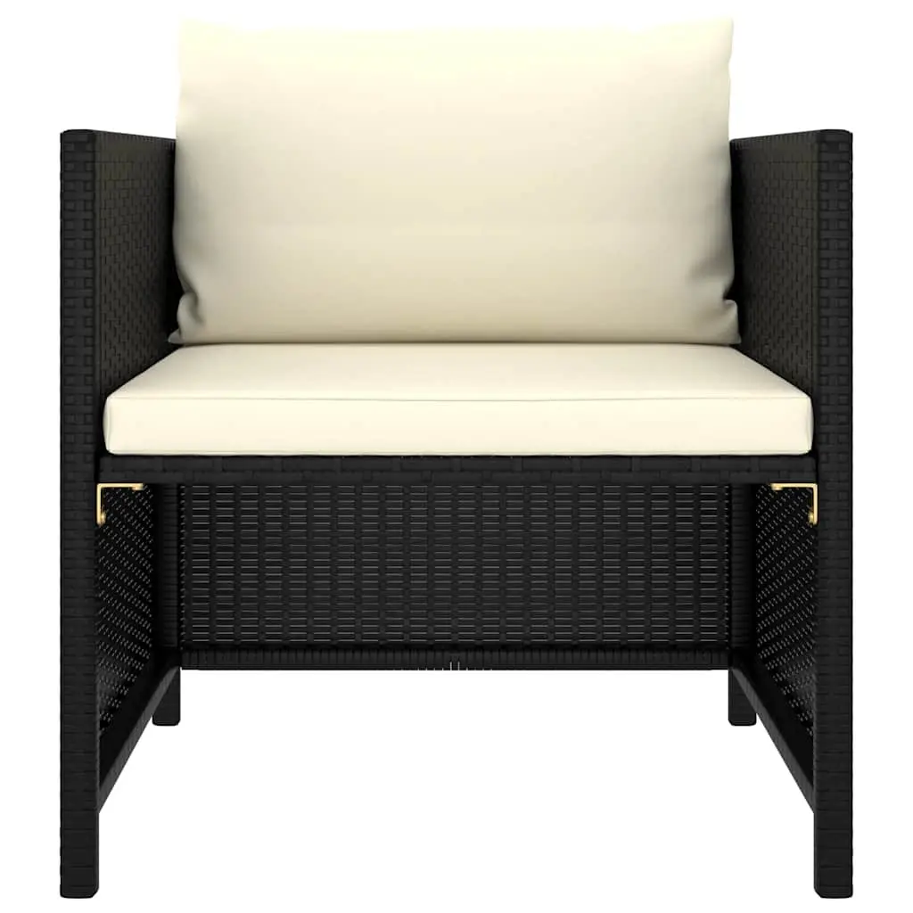 8 Piece Garden Lounge Set Poly Rattan Steel Frame Cushions Black