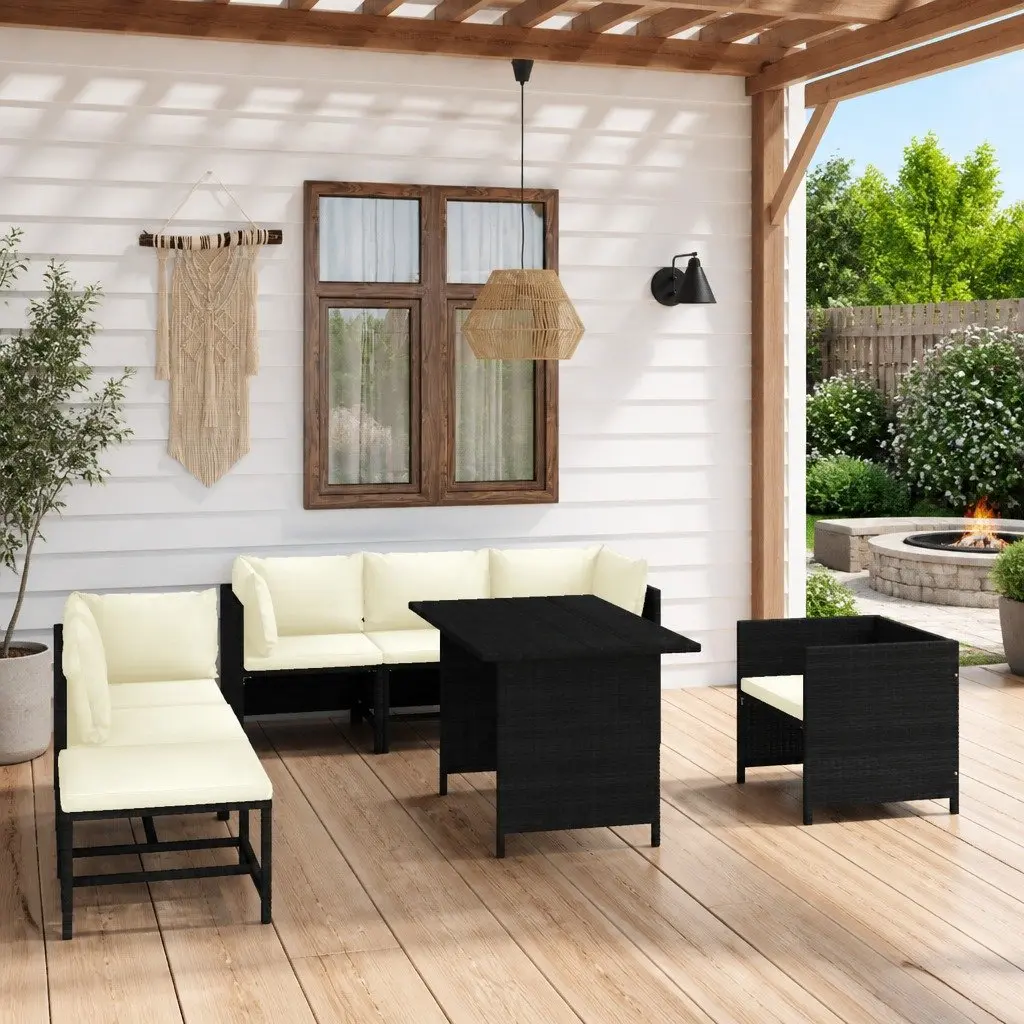 Outdoor Lounge Set 8 Piece Poly Rattan Modular Furniture Black