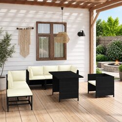 8-Piece Outdoor Poly Rattan Lounge Set with Cushions