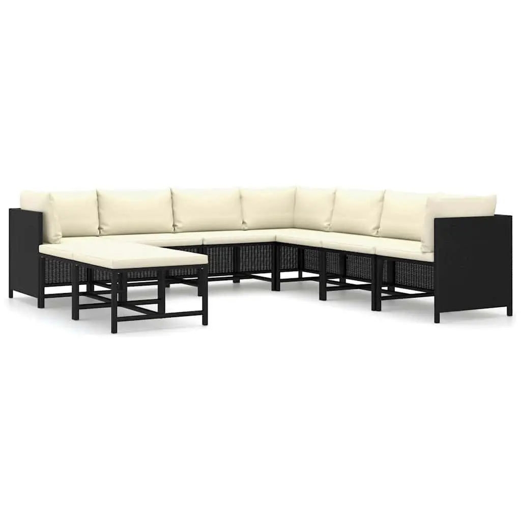Garden Lounge Set 9 Piece Outdoor Poly Rattan Furniture Black Modular Seating