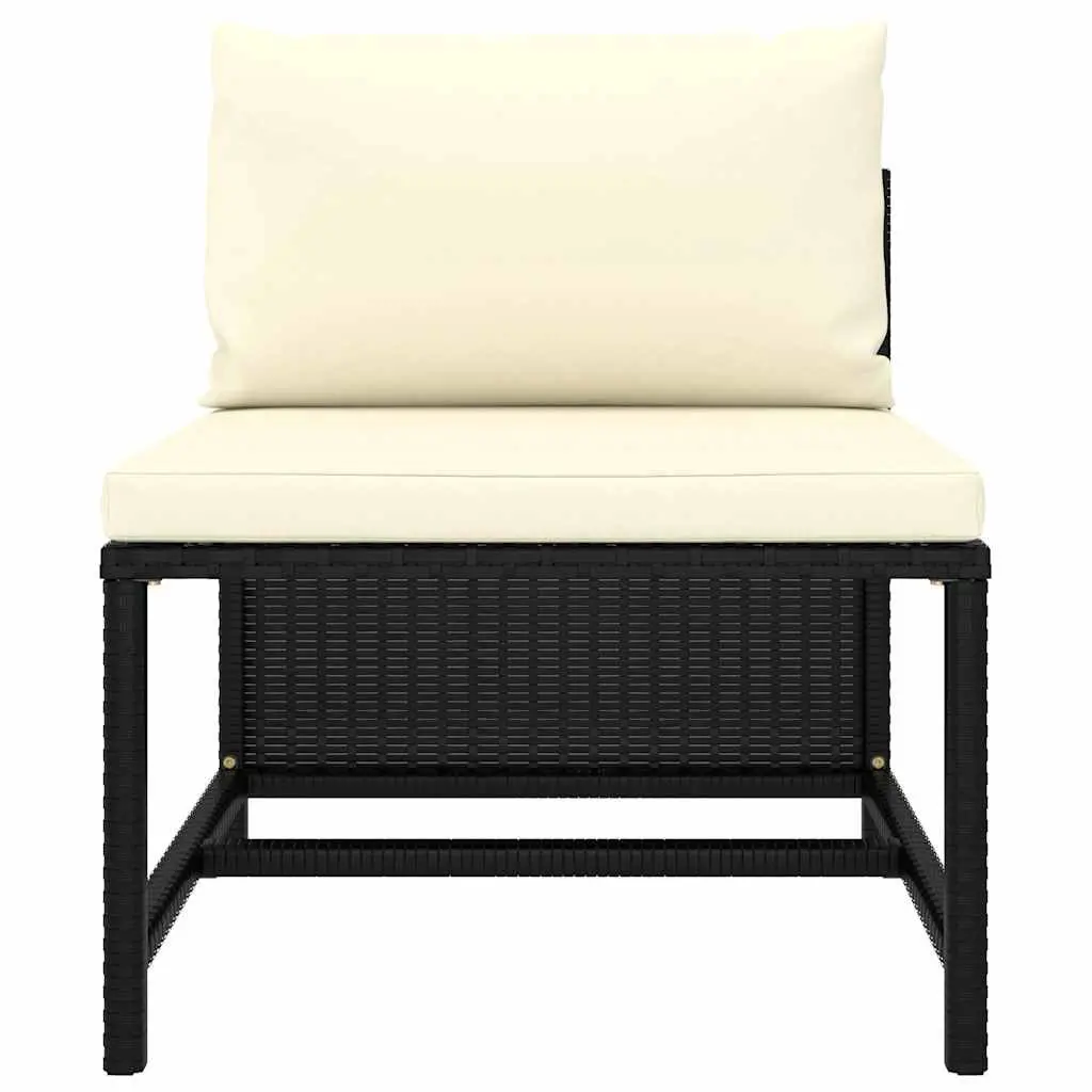 10 Piece Outdoor Lounge Set Poly Rattan Cushions Black