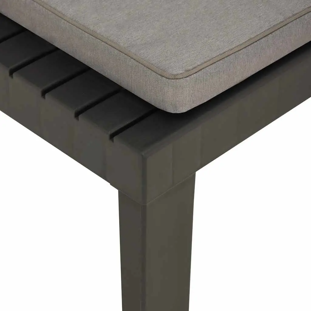 Set of 2 Durable Grey Plastic Lounge Chairs with Cushions