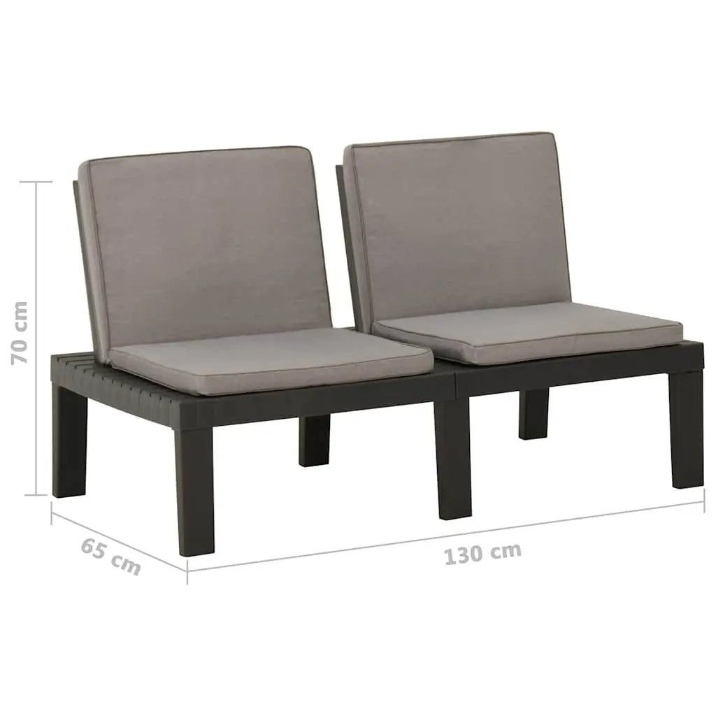 Grey Garden Lounge Benches with Cushions Set