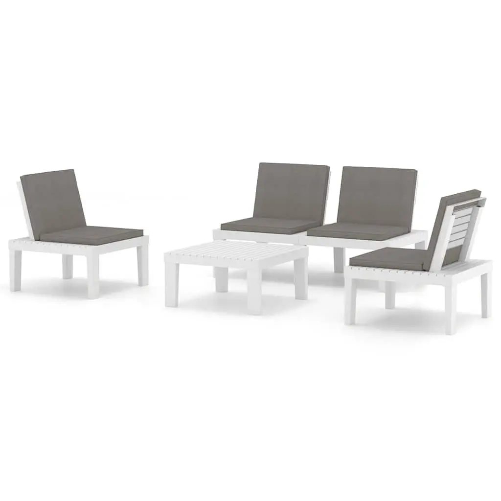 Garden Lounge Set Plastic 4 Piece Outdoor Furniture Table White