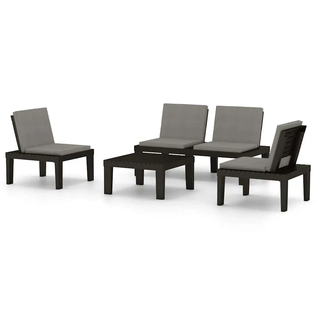 4 Piece Garden Lounge Set Plastic Grey Outdoor Furniture
