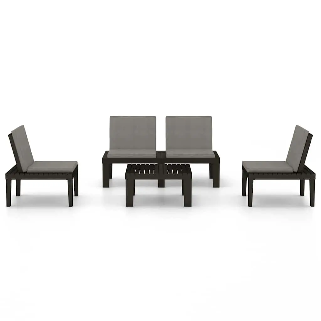 4 Piece Garden Lounge Set Plastic Grey Outdoor Furniture