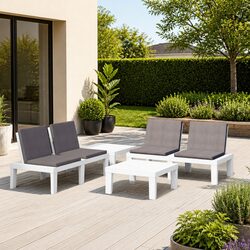 High-Quality 4 Piece Outdoor Lounge Set with Cushions