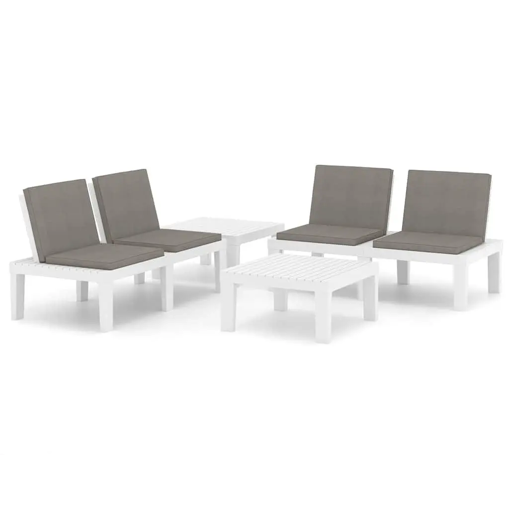 4 Piece Outdoor Lounge Set Plastic White
