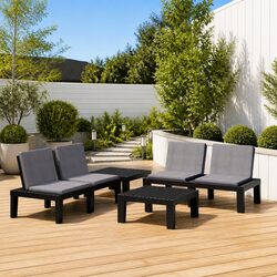 Grey 4 Piece Outdoor Lounge Set with Cushions
