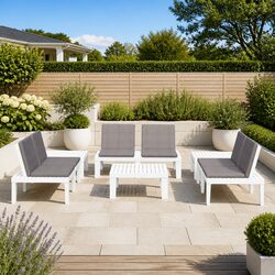 Durable 6 Piece White Plastic Outdoor Lounge Set
