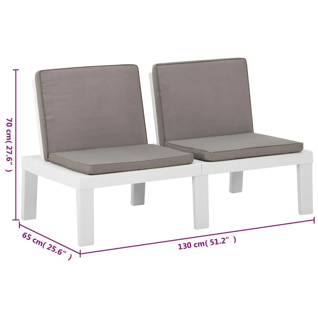 6 Piece Outdoor Lounge Set Plastic White Garden Furniture Patio Seating